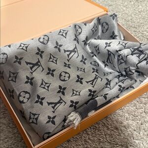 Louis Vuitton Gray and Black Monogram Shawl